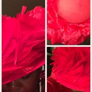 Red Wool Church or Runway Hat